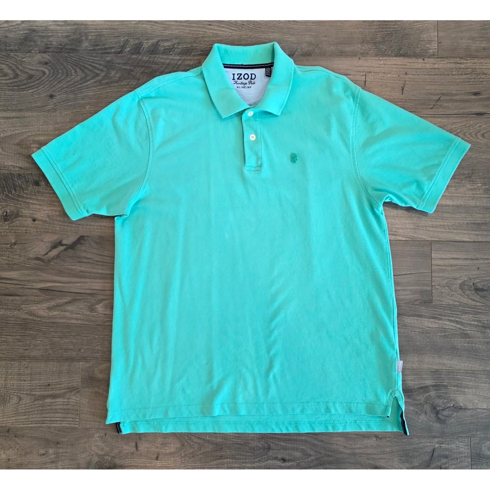 Men's sz XL Izod Heritage Polo Mint Green Short Sleeve 100% Cotton Pique Shirt